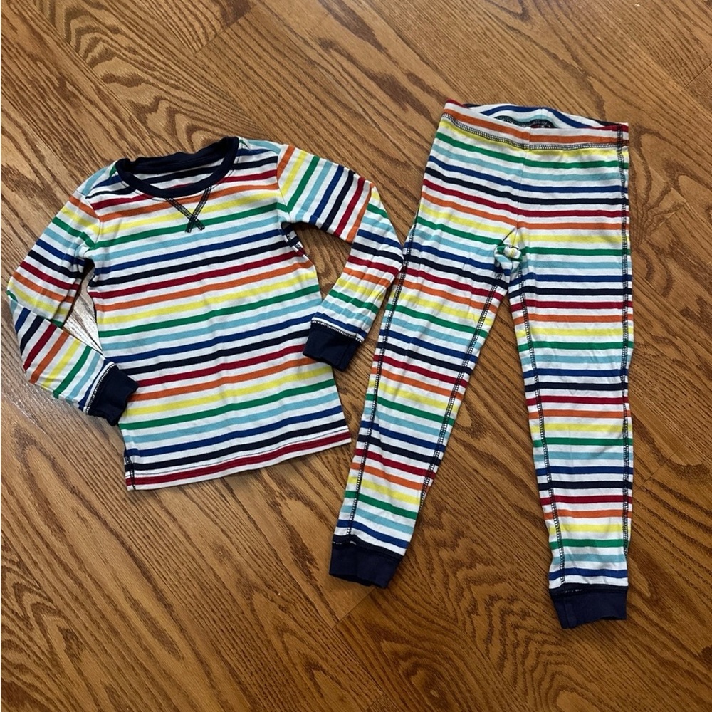 Primary Rainbow Stripe Pajamas Size 4-5